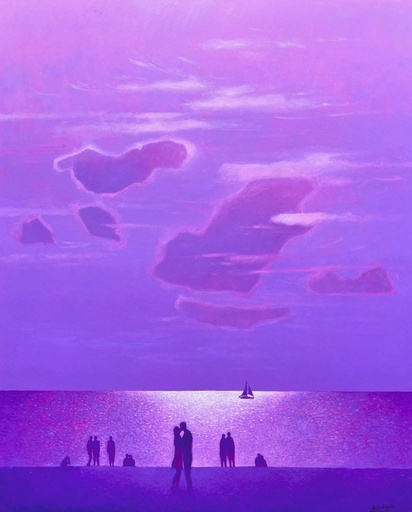 N o c h e   R o m á n t i c a   y   L u m i n o s a   e n   e l   M a r